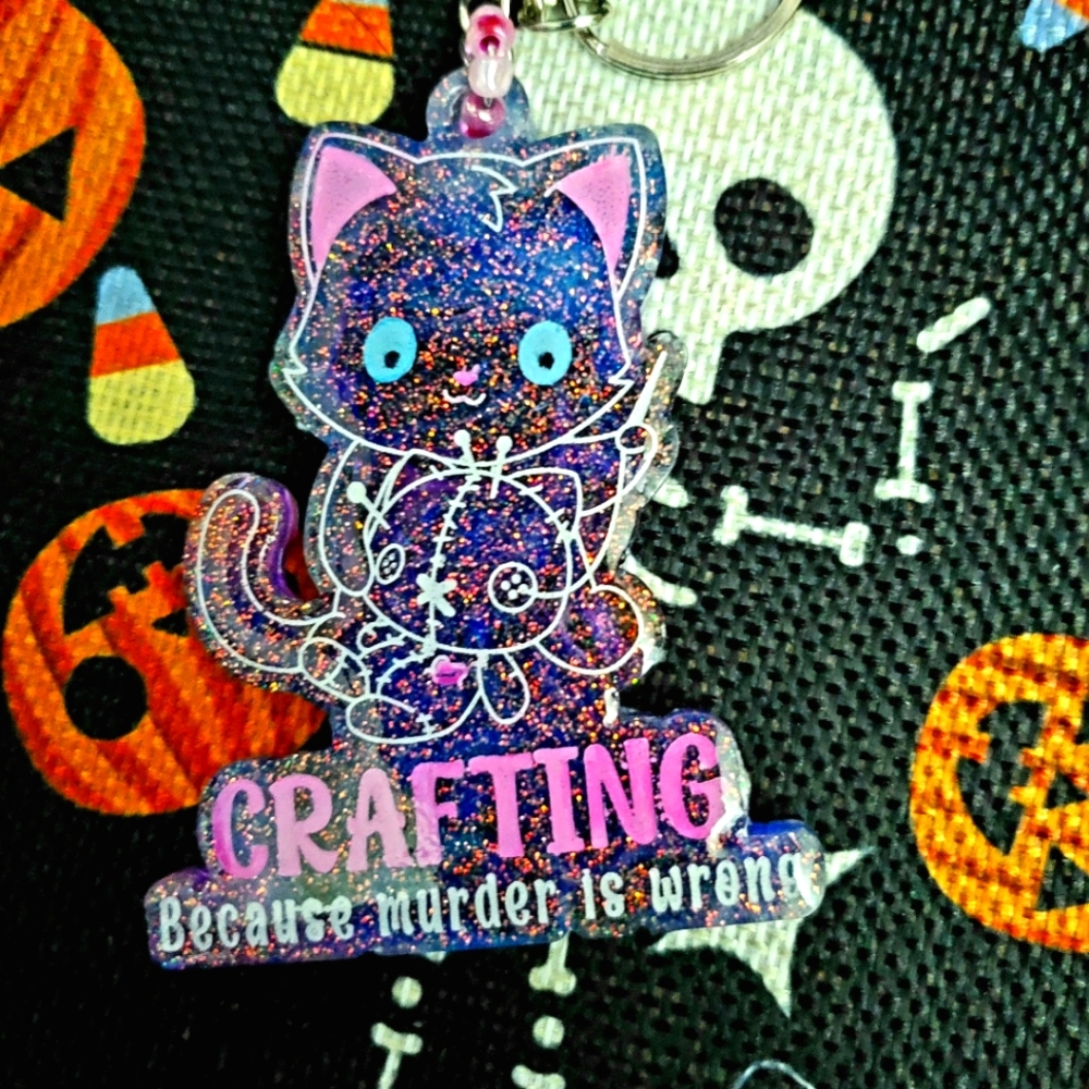 Crafting Cat resin keychain